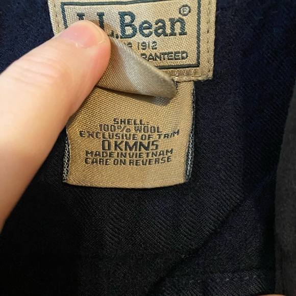 L.L. Bean Shirt Mens Large Navy Blue 100% Wool Long Sleeve Pockets Vintage - Picture 5 of 8